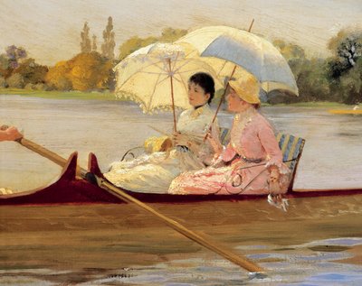Kvinner i båter på Themsen av Giuseppe or Joseph de Nittis