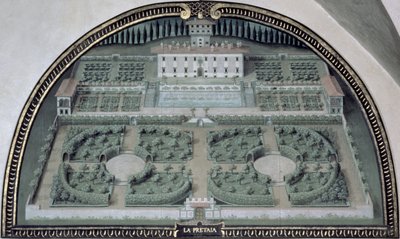 Villa della Pretaia fra en serie lunetter som viser utsikt over Medici-villaene av Giusto Utens