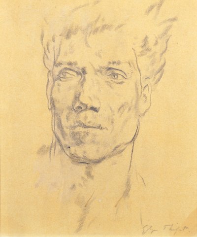 Head of a Man, ca. 1920 (kull på papir) av Glyn Warren Philpot