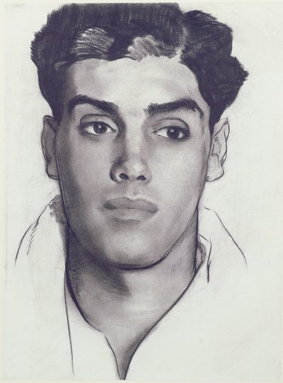 Head of a Young Man (kull på papir) av Glyn Warren Philpot