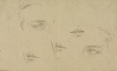 Studier av øyne og munn, side fra en skissebok av Glyn Warren Philpot