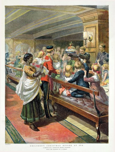 Barnas julemiddag til sjøs fra det grafiske julenummeret av Godefroy Durand
