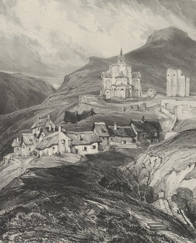Utvendig apsis av Saint-Nectaire-kirken, 1831. av Godefroy Engelmann
