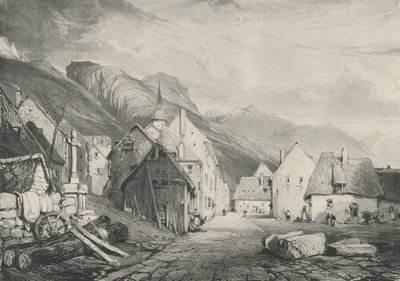Inngang til landsbyen Les Bains, 1831 av Godefroy Engelmann