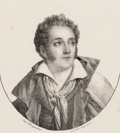 Portrett av komponisten François Charles Mansui 1785-1847. av Godefroy Engelmann