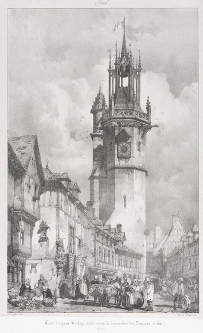 Pittoreske og romantiske reiser i det gamle Frankrike, Normandie: Tour du Gros-Horlage, Évreux av Godefroy Engelmann
