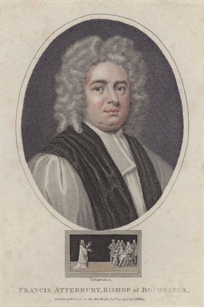 Francis Atterbury, biskop av Rochester (farget gravering) av Godfrey (after) Kneller