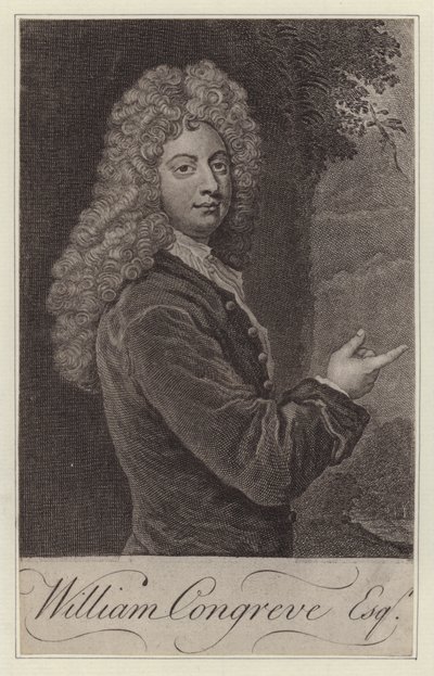 William Congreve , engelsk dramatiker (gravering) av Godfrey (after) Kneller