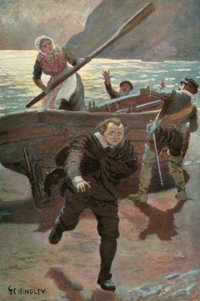 Illustrasjon til Westward Ho! av Charles Kingsley (fargelitografi) av Godfrey C. Hindley