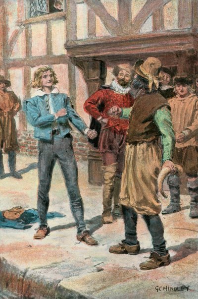 Illustrasjon til Westward Ho! av Charles Kingsley (fargelitografi) av Godfrey C. Hindley