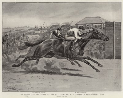 Avslutningen for Derby Stakes i Epsom, Mr W C Whitneys Volodyovski vinner av Godfrey Douglas Giles