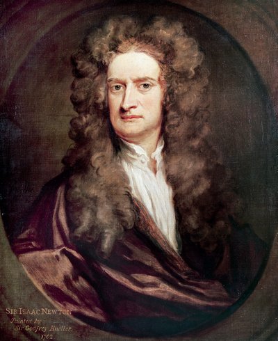 Portrett av Isaac Newton (1642-1727), engelsk matematiker, fysiker og astronom, Maleri av Godfrey Kneller (1646-1723) av Godfrey Kneller