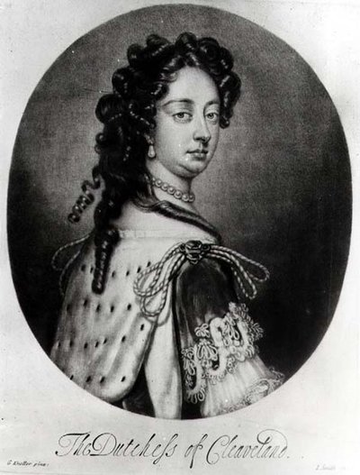 Portrett av Barbara Villiers, hertuginne av Cleveland (1641-1709) gravert av J. Smith av Godfrey after Kneller