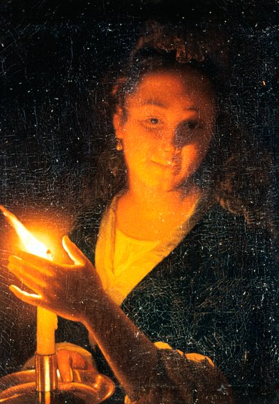 Kvinne med stearinlys, sent på 1660-tallet av Godfried Schalcken