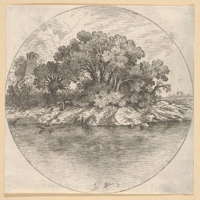 Landskap med trær ved vannet.n.d. av Goffredo Wals