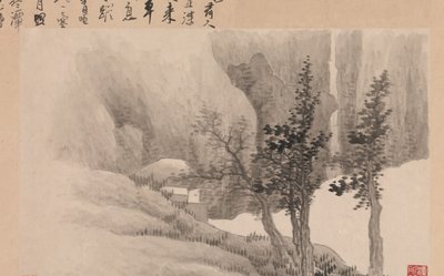Landskap med dikt, 1688. av Gong Xian