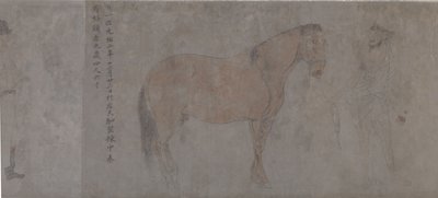 Detalj av Five Tribute Horses (blekk og farge på papir) av Gonglin Li