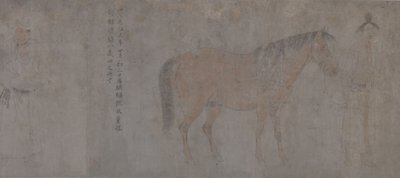 Detalj av Five Tribute Horses (blekk og farge på papir) av Gonglin Li
