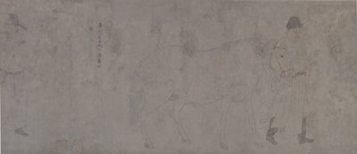 Detalj av Five Tribute Horses (blekk og farge på papir) av Gonglin Li