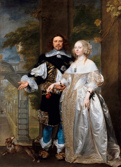 "Portrait of a Married Couple in the Park" (Portrait of a Married Couple in the Park) Maleri av Gonzales Coques (Cockes, Cocs) (1614/18-1684) 1662 - Olje på lerret Dim 239x174 cm Staatliche Museen, Berlin av Gonzales Coques