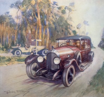Plakat som annonserer Bentley-biler, 1927 av Gordon Crosby