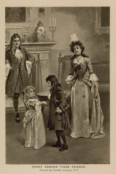 Illustrasjon for The History of Henry Esmond av Thackeray (litho) av Gordon Frederick (after) Browne