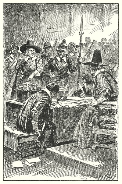Cromwell utviser det lange parlamentet (litho) av Gordon Frederick Browne