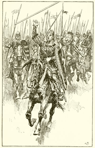 Normannere angriper slaget ved Hastings av Gordon Frederick Browne