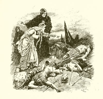 Dronning Edith finner liket av Harold etter slaget ved Hastings av Gordon Frederick Browne