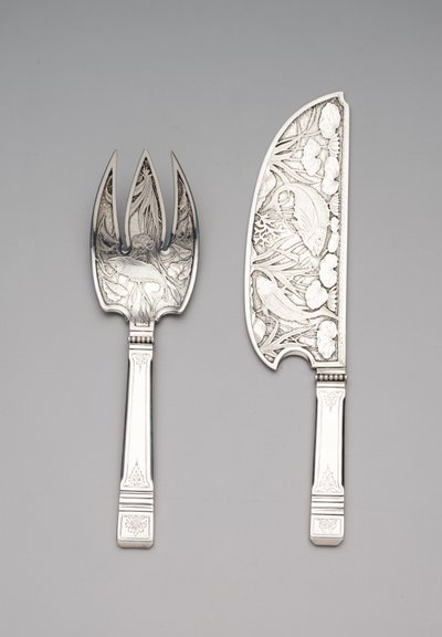 Fiskeskive og gaffel, ca. 1870-80 (sølv) av Gorham Manufacturing Company