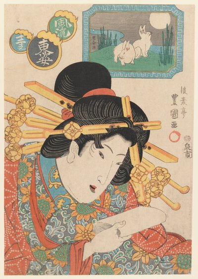 Bust Portrait of a Courtesan, slutten av 1820-tallet (treblokktrykk) av Gosotei II Toyokuni