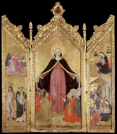 Triptych av Madonna of Mercy av Gottardo Scotti