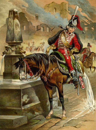 Illustrasjon til boken The Surprising Adventures of Baron Münchhausen av Rudolph Erich Raspe, 1896 av Gottfried Franz