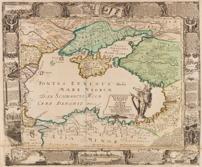 Kart over Svartehavet og Krim, ca. 1740. av Gottfried Jacob Haupt