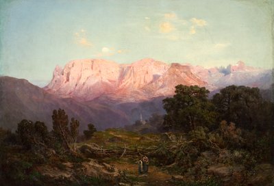 Schlern med Rosengarten sett fra Rampeun av Gottfried Seelos
