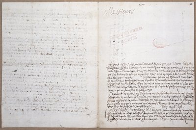 Første side i et brev skrevet av Leibniz om hans opptak til Academie des Sciences i Paris, 8. februar 1700 av Gottfried Wilhelm Leibniz