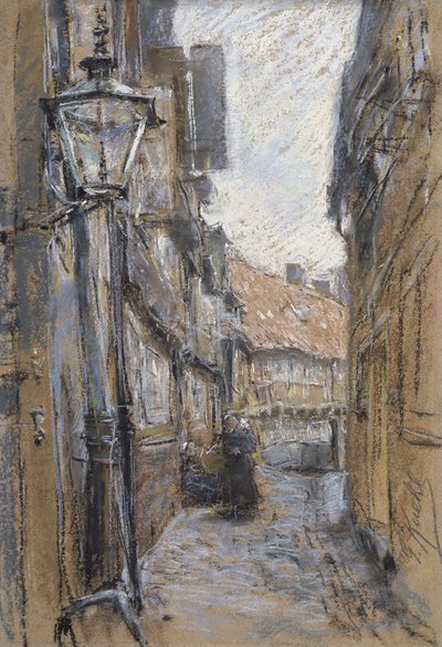 Gate i Teilfeld, 1890 (pastell på kort) av Gotthardt Johann Kuehl