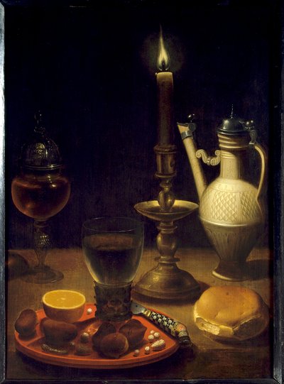 Stilleben ved levende lys Maleri av Gotthardt av Wedig (Gottfried Von Wedig) (1583-1641) av Gotthardt von Wedig