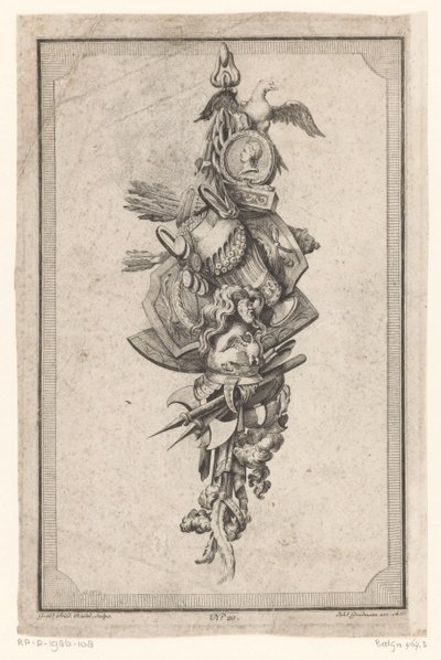 Trofé med ørn, vase og hjelm av Gottlieb Friedrich Riedel