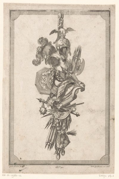 Trofé med hjelmer og rustning av Gottlieb Friedrich Riedel