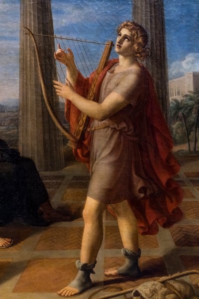 David spiller foran Saul, detalj av Gottlieb Schick