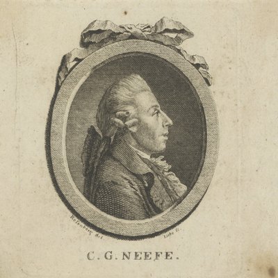 Portrett av komponisten Christian Gottlob Neefe 1748-1798, ca. 1780. av Gottlob August Liebe