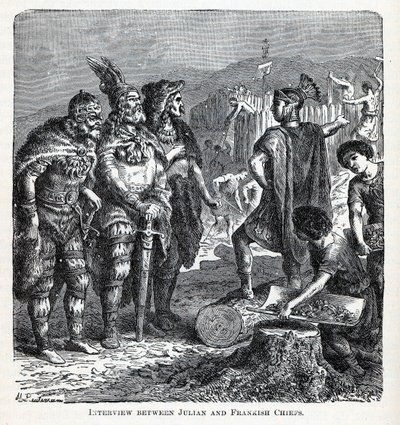Intervju mellom Julian og Frankish Chiefs, 1882 av Gottlob Heinrich Leutemann