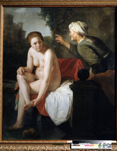 ""Bathsabi au Bain"" (Badende Bathsheba) Maleri av Govert Flinck (Hoon Govert Flinck) (1615-1660) Huille sur Toile. Musi nasjonaldag i Toulla, Russland. av Govaert Flinck