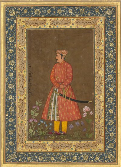 Portrett av Rup Singh, folio fra Shah Jahan-albumet, verso: ca. 1615-20, rekto: ca. 1500 av Govardhan