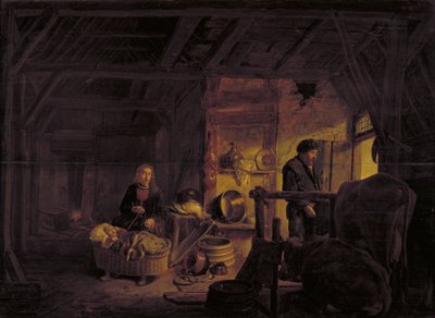 Interiør i en hytte av Govert Dircksz. Camphuysen