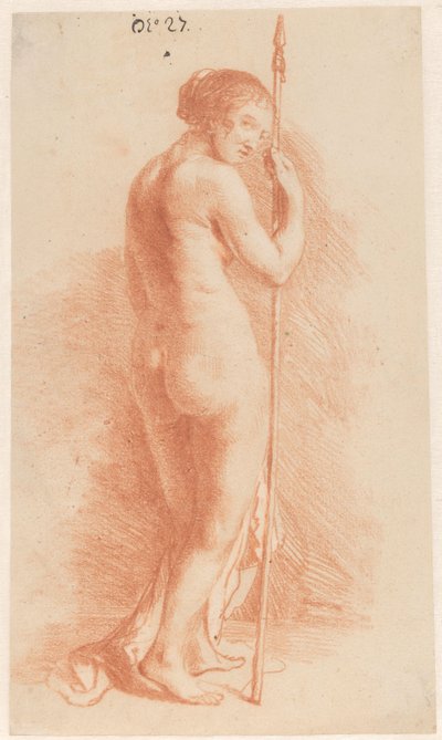 Stående kvinne med et spyd av Govert Flinck (attributed to)