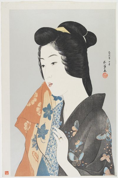 (Woman Holding Towel), oktober 1920 av Goyo Hashiguchi