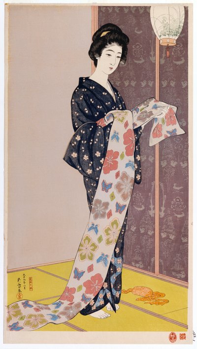 Ung kvinne i en sommerkimono, 1920 av Goyo Hashiguchi
