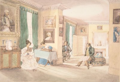 Et interiør i Hatton, Warwickshire, 1820-30. av Granddaughters of Dr. Samuel Parr.